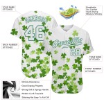 Benutzerdefiniertes weißes, weiß-kellygrünes 3D-Musterdesign, authentisches St. Patrick's Day Baseball-Trikot Benutzerdefiniertes weißes, weiß-kellygrünes 3D-Musterdesign, authentisches St. Patrick's Day Baseball-Trikot