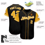 Benutzerdefiniertes authentisches zweifarbiges Baseballtrikot in Schwarz und Gold