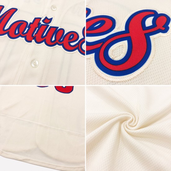 Benutzerdefiniertes authentisches Baseball-Trikot in Creme-Rot-Marineblau